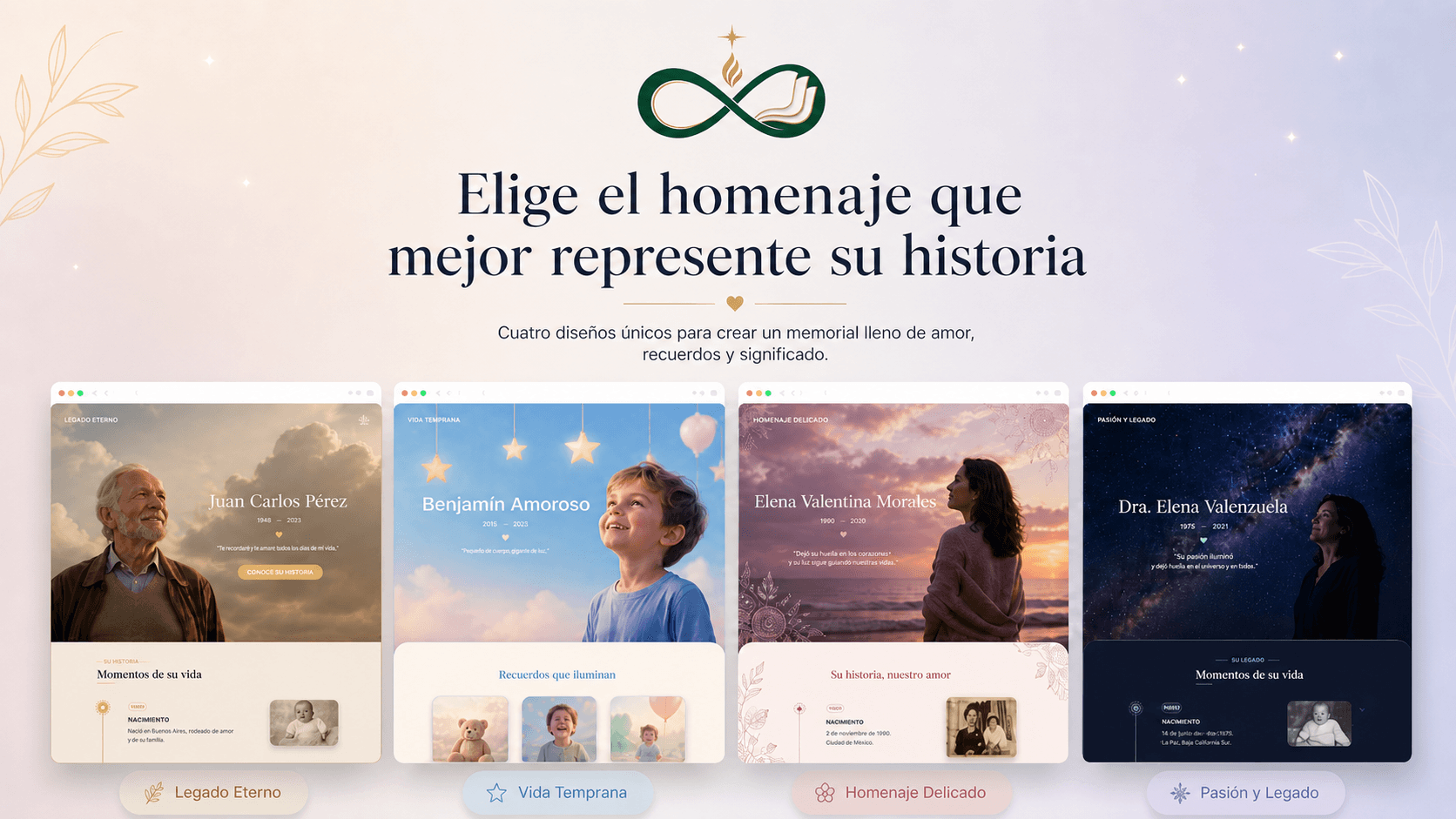 Diseños de memoriales Ecos de Vida